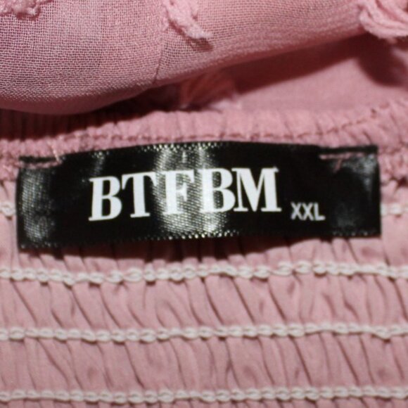 BTFBM Smocked Dress Short Flutter Sleeve VNeck Swiss Dot Babydoll Ruffle XXL NEW - Picture 12 of 14